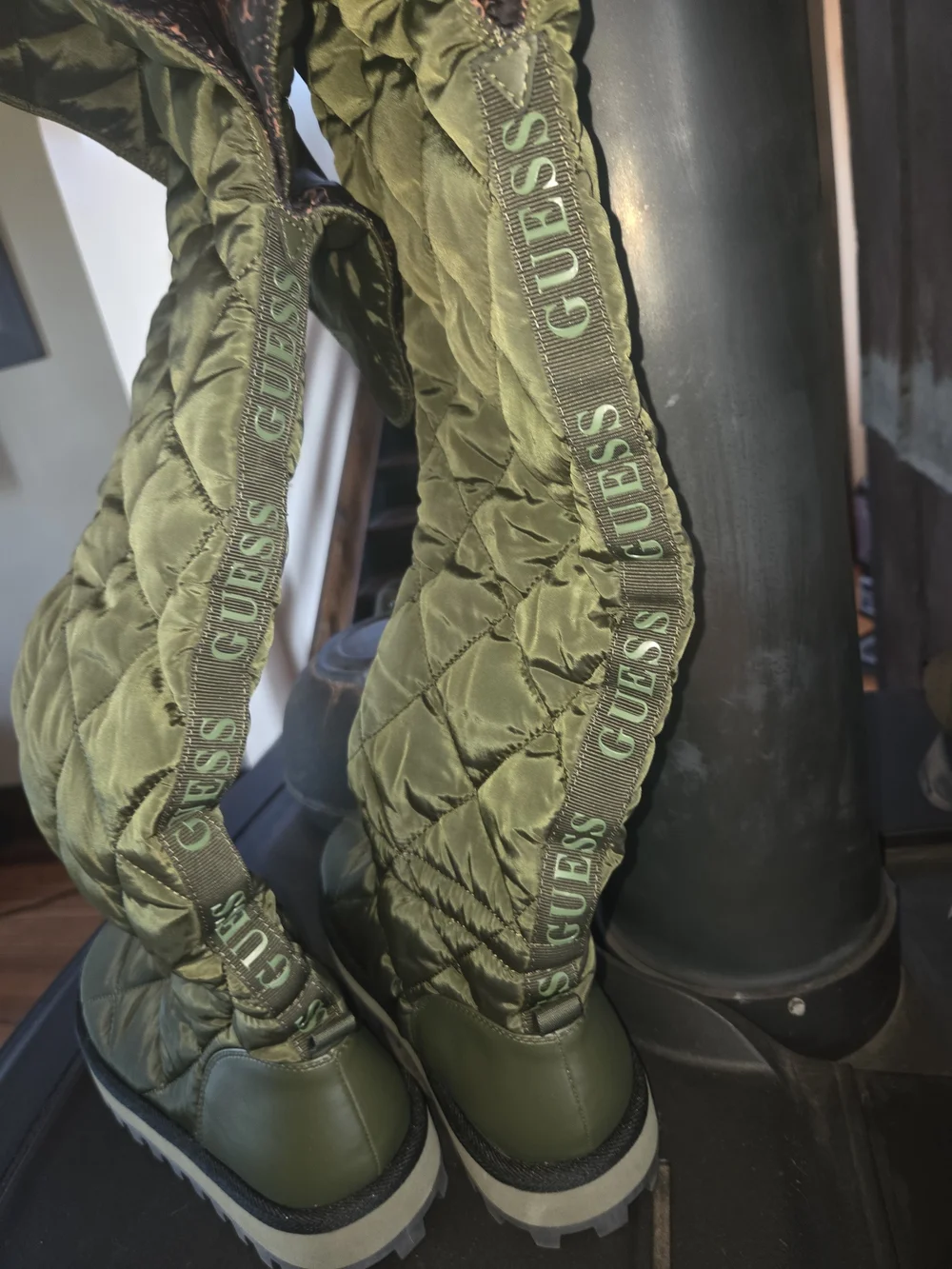 GUESS Quilted Olive Green Winter Boots